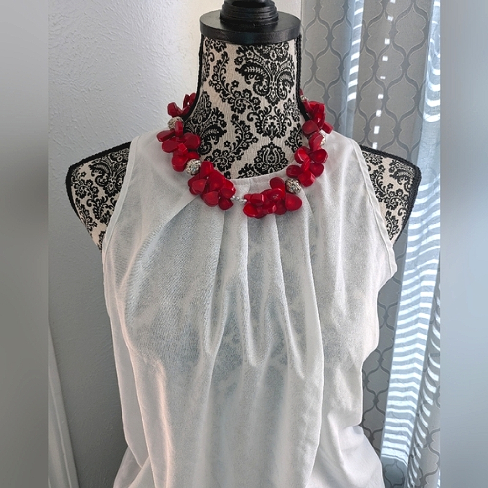 Red Statement Chunky Choker Statement Necklace - image 6